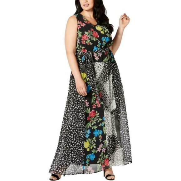 Calvin Klein Plus Patchwork Print Maxi Dress - Picture 2 of 7